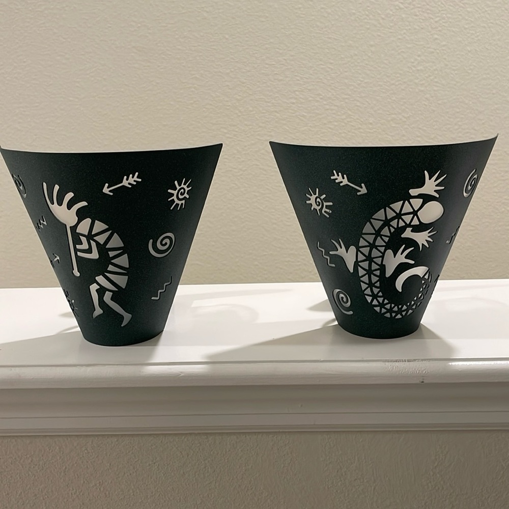 PartyLite Wall Sconce Pair - Kokopelli & Gecko Lizard